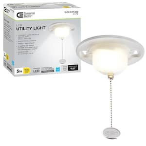 5 in. Closet Utility Light Lampholder with Pull Chain LED Flush Mount 650 Lumens 7-Watt 4000K Bright White