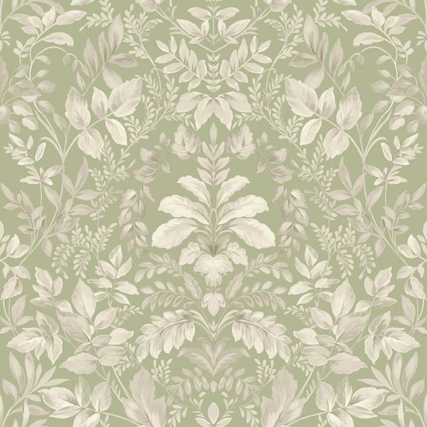 Autumn Leaves Sage Green Wallpaper