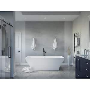 Crema 71 in. L x 31.5 in. W Man-Made Stone Center Drain Freestanding Soaking Bathtub in Matte White