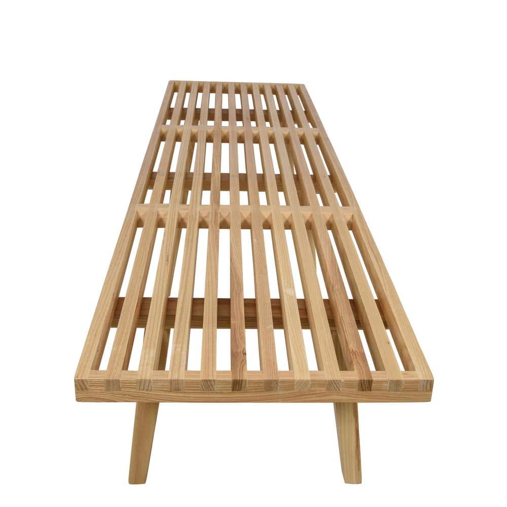 Mid-Century Natural 6' Inwood Open-Slat Platform Bench