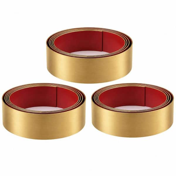 3-Pack 34 in. W x 8 in. D x 0.1 in. H in Gold Toe Kick, Stainless Steel Kick Plates for Kitchen Cupboard, Self Adhesive