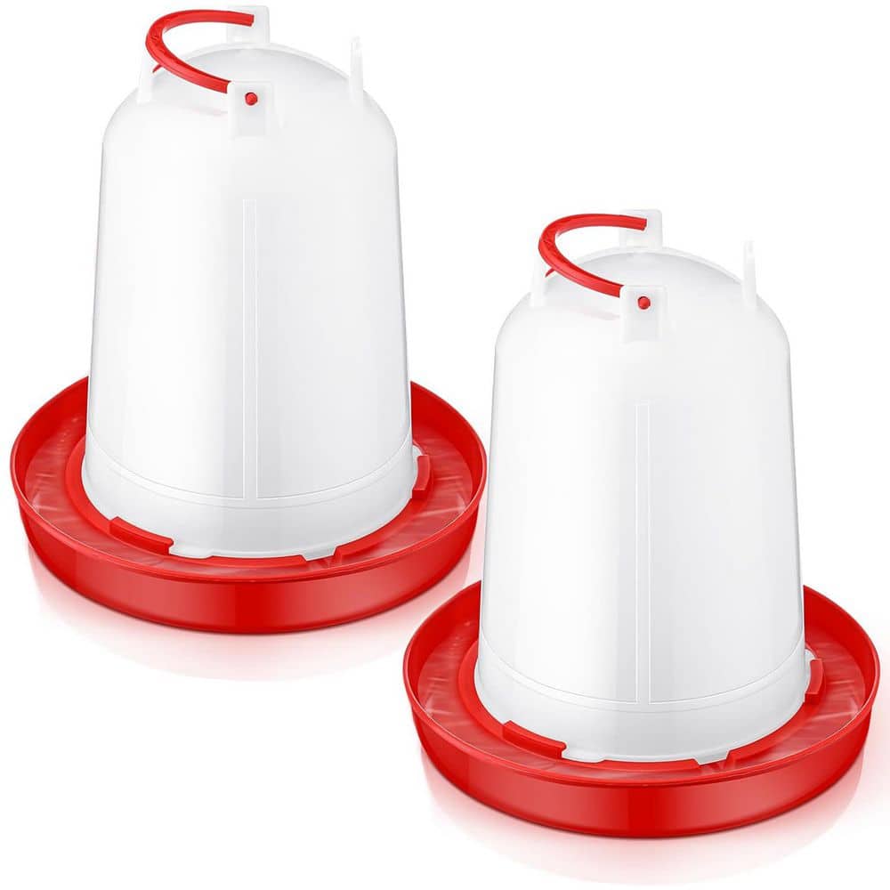 2 gal. Plastic Poultry Drinker Automatic Water Feeder for Chickens Ducks Turkeys with Gravity System Red White 2 Pack price history on PriceWatchPro