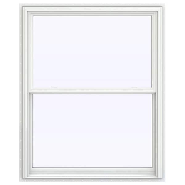 JELD-WEN 43.5 in. x 53.5 in. V-2500 Series White Vinyl Double Hung Window with BetterVue Mesh Screen