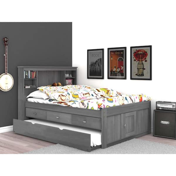 Office Furniture Charcoal Gray Series, Platform Bed With Storage Full Size