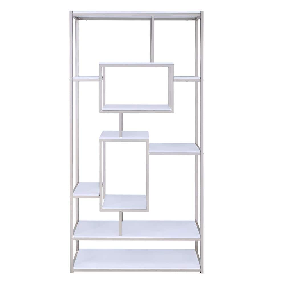 Alize Gray and Chrome Modern Geometric Bookcase