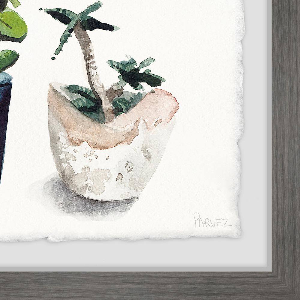 Framed Watercolor Print of Potted Plants, 8" x 12"