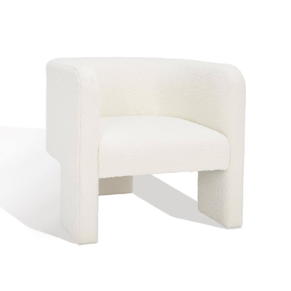 Ivory Barrel Back Wood Accent Chair with Tripod Base
