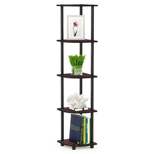 Furinno 57.7 in. Black/Espresso Plastic 5-shelf Corner Bookcase