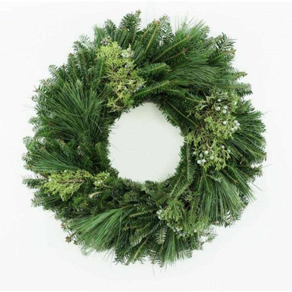 Cottage Farms Direct 24 in. Fresh Mixed Evergreen Christmas Jubilation Wreath (Live) HD9005