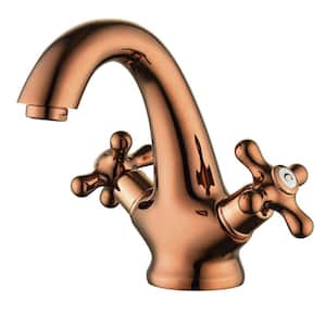 Double Handle Single Hole Cross Knobs Bathroom Faucet in Rose Gold