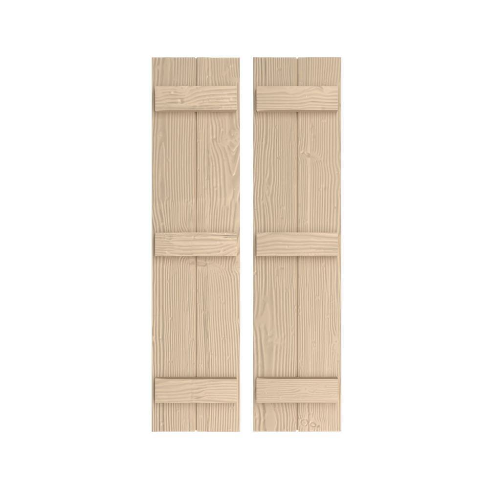 11 in. x 72 in. Timberthane Polyurethane 2-Board Joined Board-n-Batten Sandblasted Faux Wood Shutters Pair