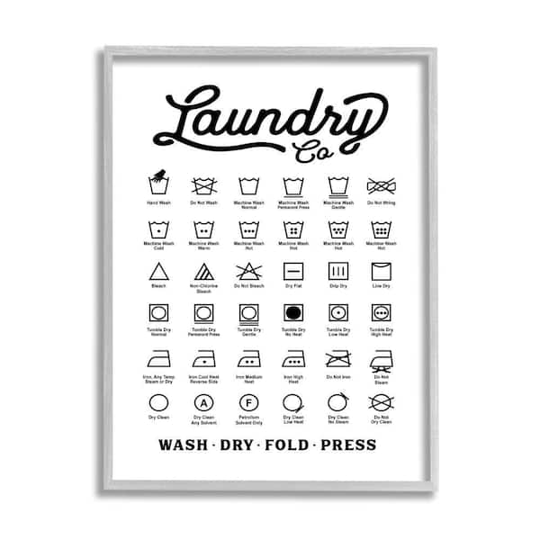 Stupell Industries "Vintage Laundry Co Washing Chart Helpful Guide" by Lettered and Lined Framed Country Wall Art Print 11 in. x 14 in.