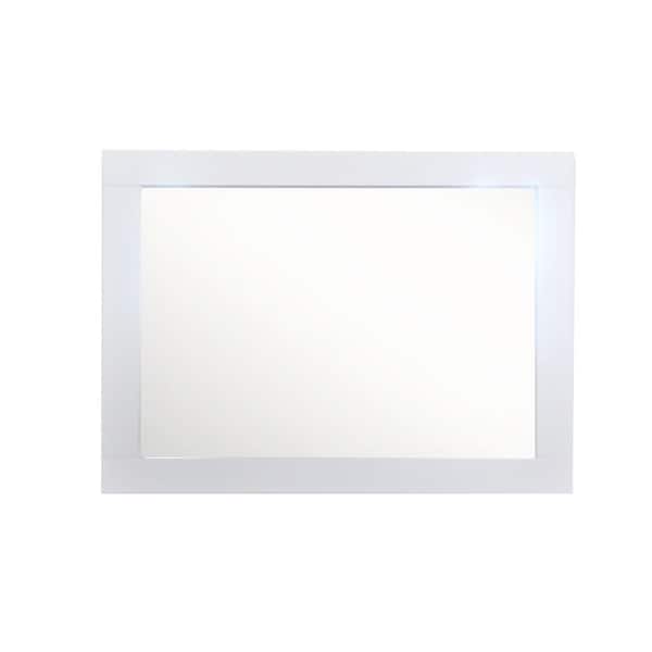 Bellaterra Home 23 in. W x 31 in. H Rectangular Framed Wall Bathroom Vanity Mirror in White