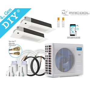 DIY 18,000 BTU 1.5-Ton 2-Zone 21 SEER Ductless Mini-Split AC and Heat Pump with Cassettes 9K+9K & 16,50 ft Lines