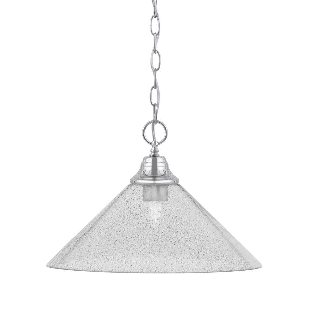 Kingston 100-Watt 1 Light Chrome Shaded Pendant Light with 16 in. Smoke Bub