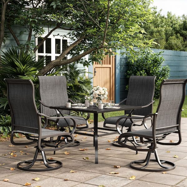 Poteban Dark Gray 2-Person Patio Dining Chairs