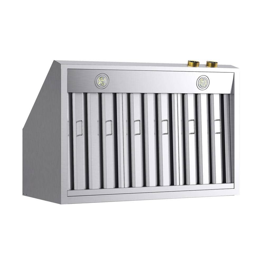 36-Inch Stainless Steel Under Cabinet Range Hood with Gold Accents