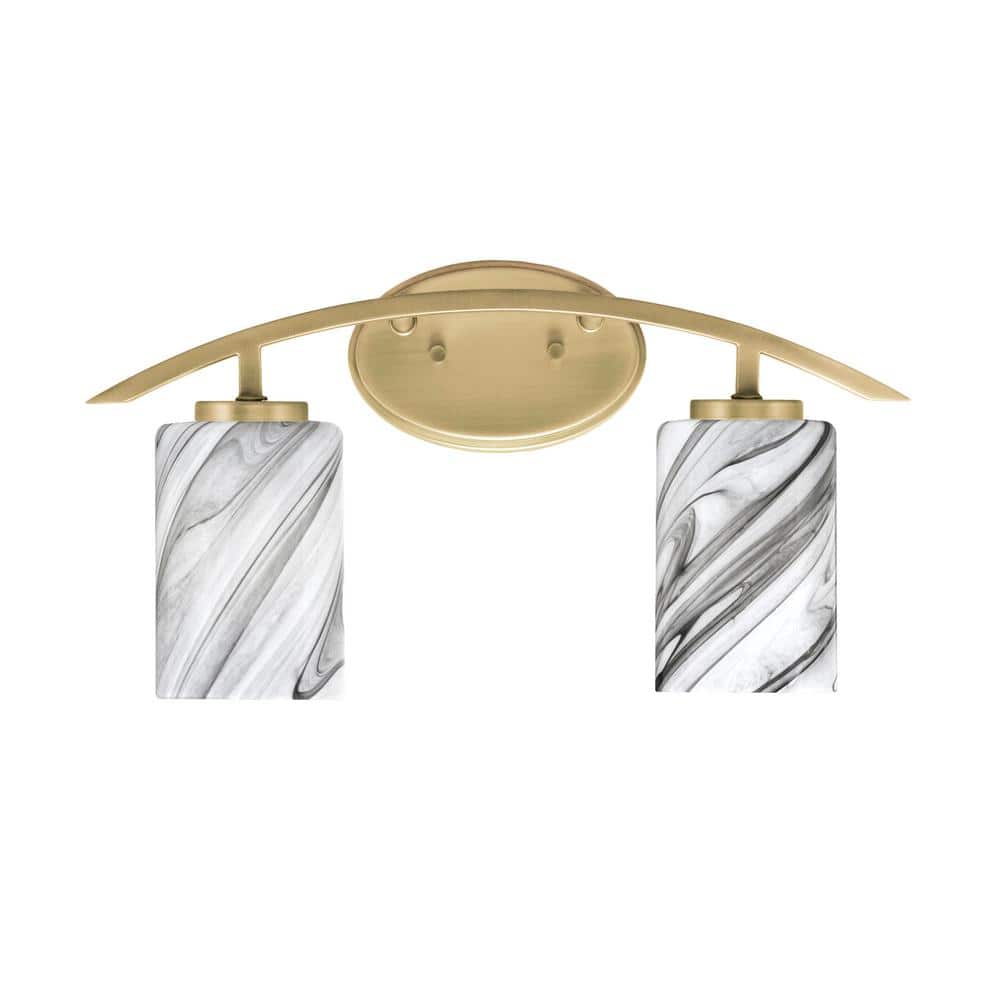 Siena 18.25 in. 2-Light Vanity Light New Age Brass with 4 in. Onyx Swirl Gl