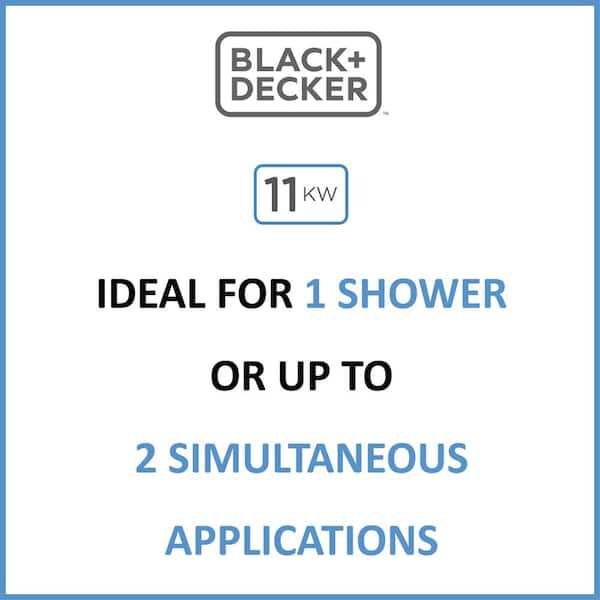 Black+decker 11 KW 1.99 GPM Residential Electric Tankless Water Heater Ideal for 1 Shower or Up to 2 Simultaneous Applications