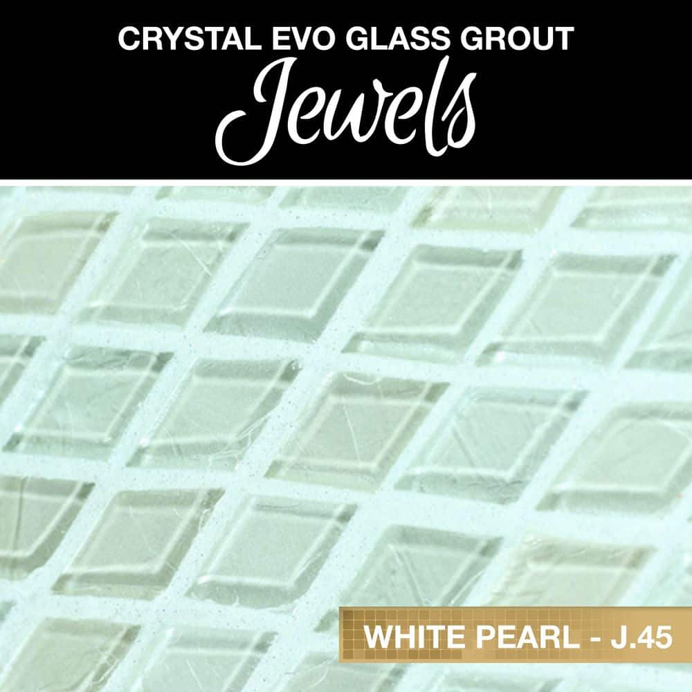 White Pearl Crystal Glass Grout with Jewels Additive Combo