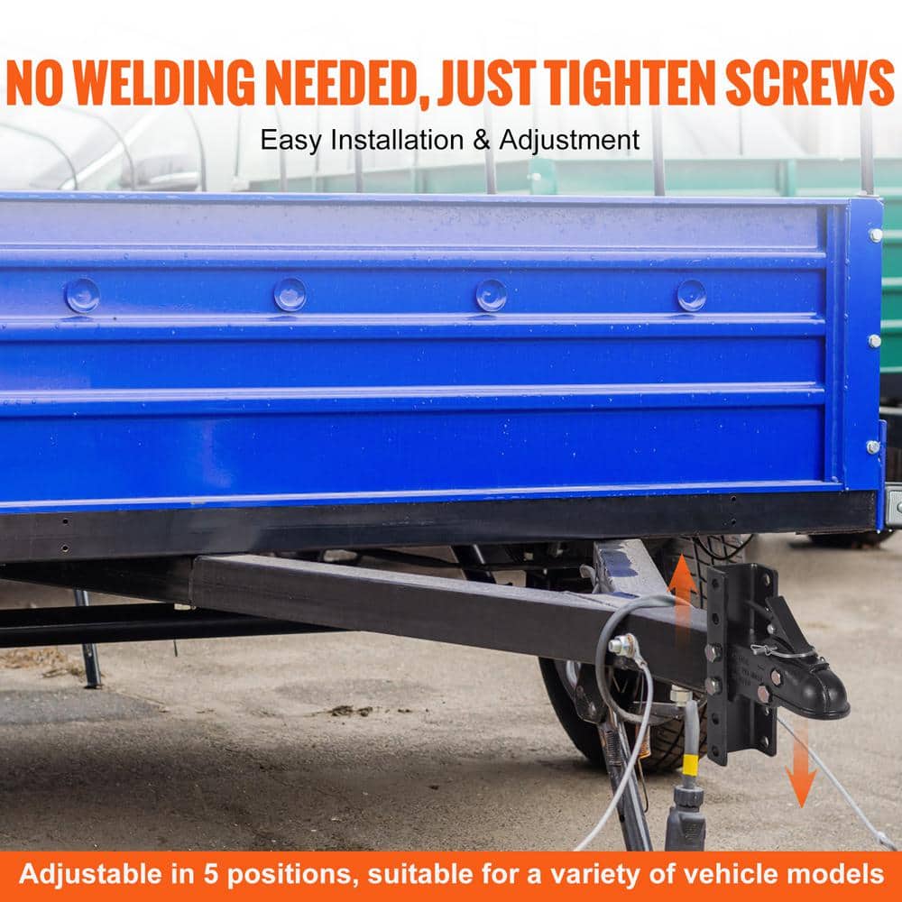 Heavy-Duty Black Adjustable Trailer Coupler with Channel Bracket