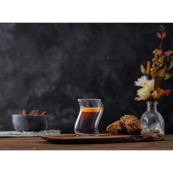 Pivot Lead Free Double Wall Glass Mug, 2 ounces, Set of 2