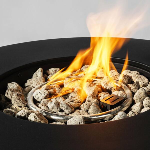 Black 32 in. Round Steel Fire Pit Table 40000BTU Propane Fire Pit