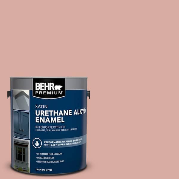 BEHR PREMIUM 1 gal. #T17-06 Everythings Rosy Urethane Alkyd Satin Enamel Interior/Exterior Paint