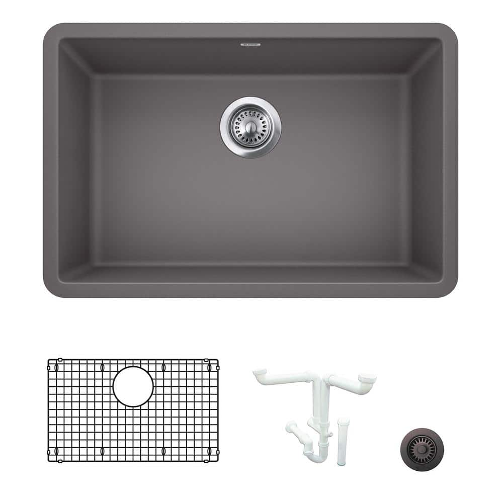 Blanco Precis 26 81 In Undermount Single Bowl Cinder Granite Composite   Cinder Blanco Undermount Kitchen Sinks Ka 522427 64 1000 