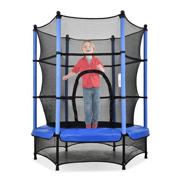 Vleien strand Haat Winado 55 in. Blue Kids Round Trampoline Workout Fitness Mini-Tampoline  372255976523 - The Home Depot