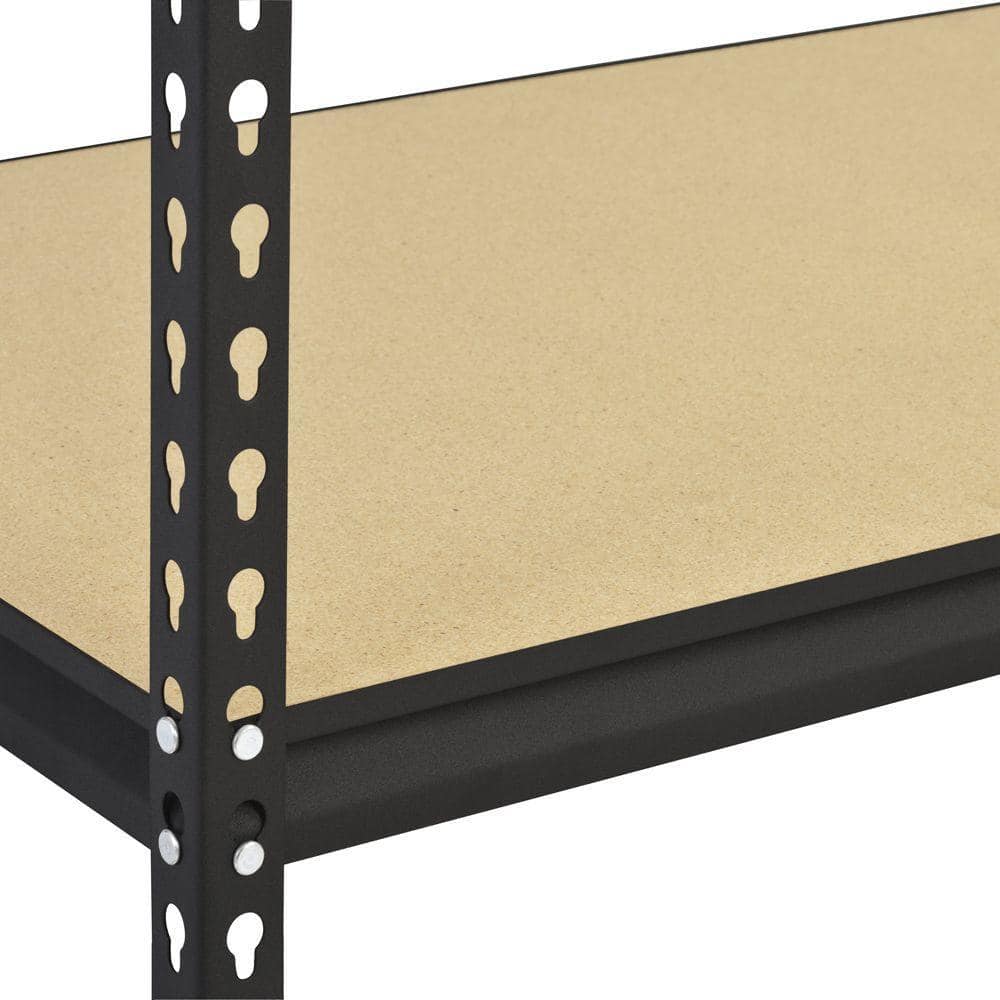 Heavy-Duty Black Steel 5-Shelf Adjustable Storage Rack