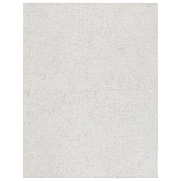 SAFAVIEH Micro-Loop Light Grey/Ivory 10 ft. x 14 ft. Striped Solid Color Area Rug