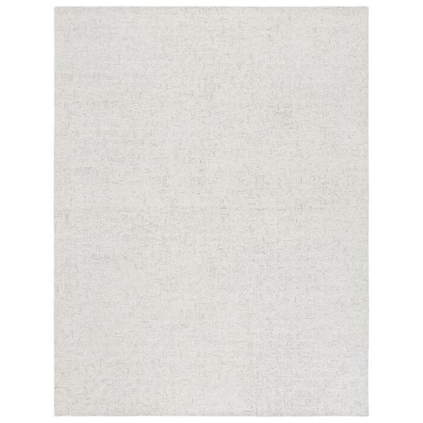 SAFAVIEH Micro-Loop Light Grey/Ivory 11 ft. x 15 ft. Striped Solid Color Area Rug