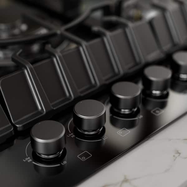 Built-in 30 in. Gas-on-Glass Gas Cooktop in Black with 5 Sealed Burners Cook Tops