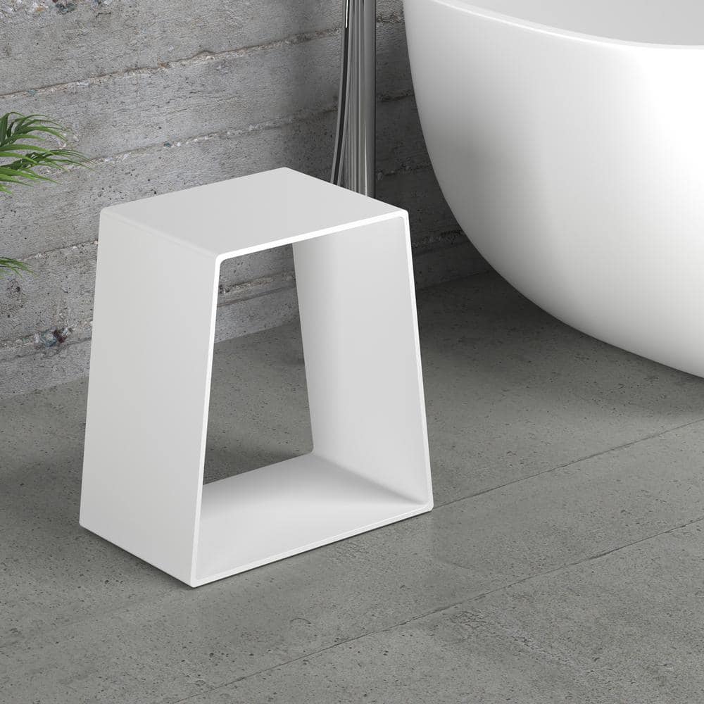 Matte White Resin Freestanding Shower Stool