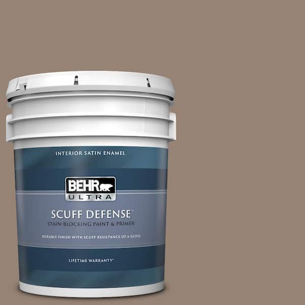 BEHR ULTRA 5 gal. #N230-5 Dry Brown Extra Durable Satin Enamel Interior Paint & Primer