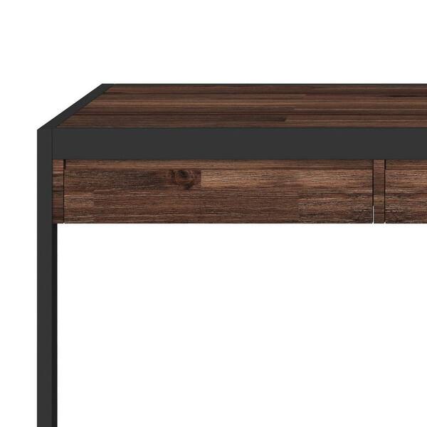 Simpli Home Erina Solid Acacia Wood Flat Top Desk in Distressed Charcoal Brown