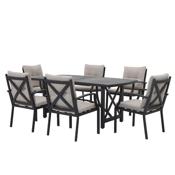 アーク10 Black Aluminum Outdoor Dining Chairs, All-weather Patio Dining