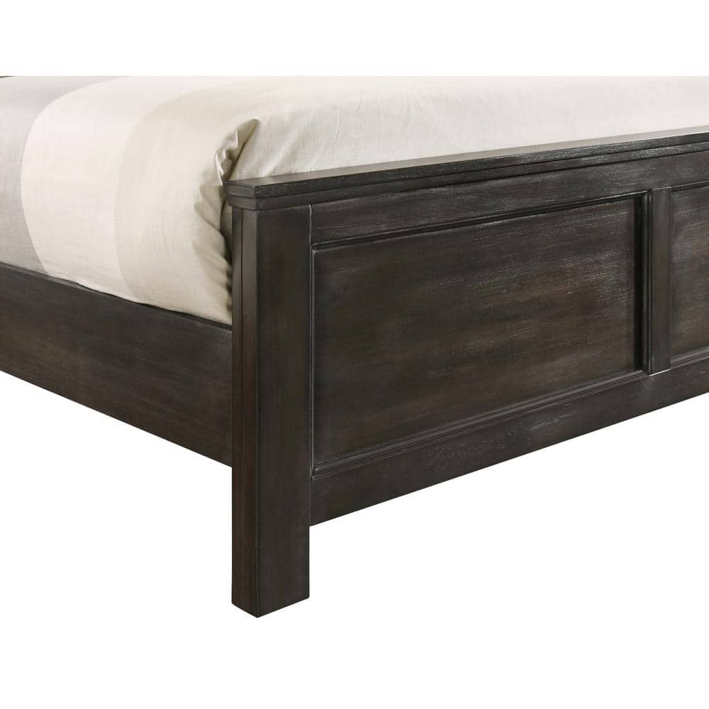 Nutmeg Brown Solid Wood King Panel Bed with Headboard
