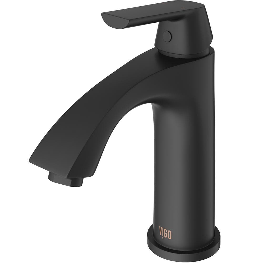 Modern Matte Black Brass Single Hole Bathroom Faucet with Nickel Highlights