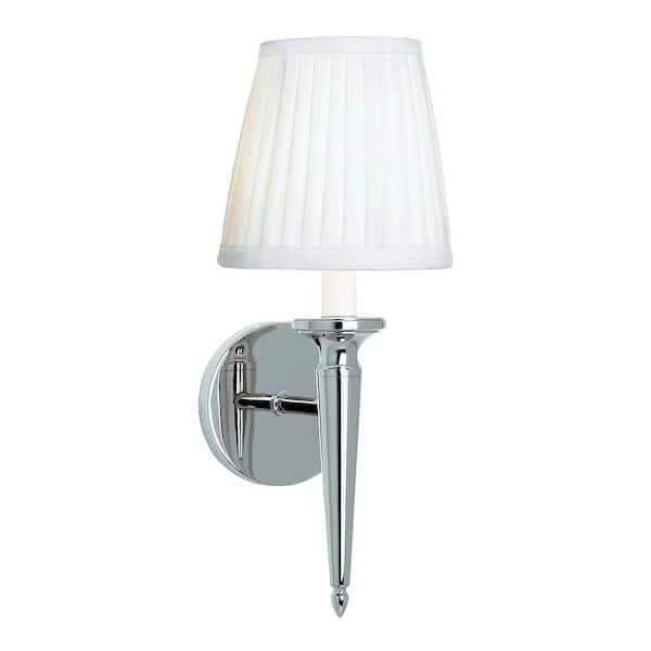 NORWELL Georgetown 7 in. Polished Nickel 1-Light Wall Sconce with Fabric Shade