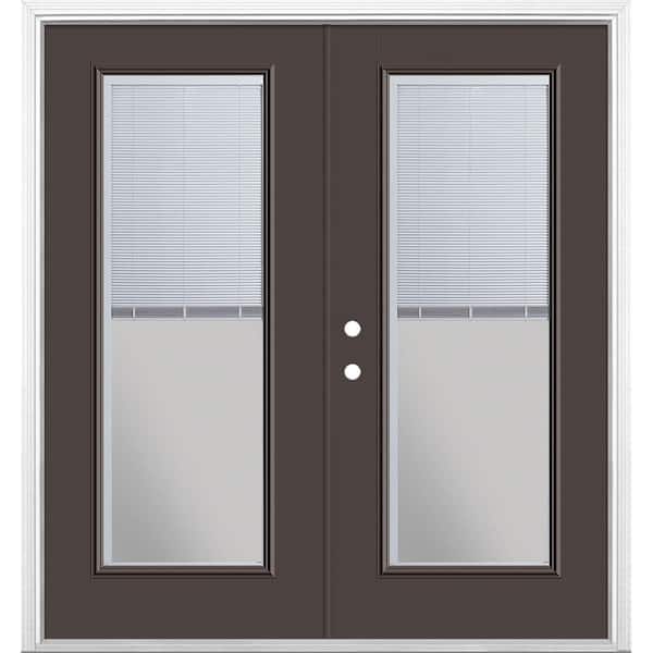 Masonite 72 in. x 80 in. Willow Wood Steel Prehung Right-Hand Inswing Mini Blind Patio Door with Brickmold