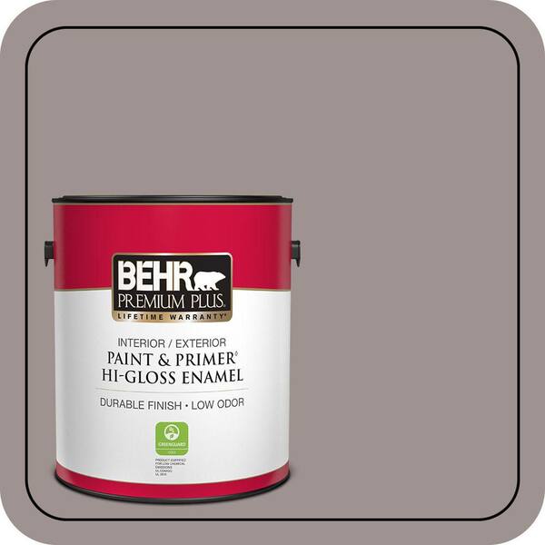 BEHR PREMIUM PLUS 1 gal. #N140-4 Tavern Taupe Hi-Gloss Enamel Interior/Exterior Paint & Primer