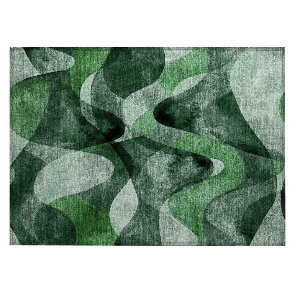 Fern Green 2 ft. x 3 ft. Woven Abstract Polyester Rectangle Indoor/Outdoor Area Rug price history on PriceWatchPro