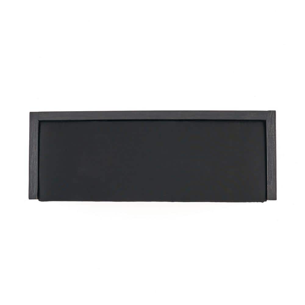 Sandblast Dark Gray Acacia Wood Storage Bench with Black Cushion