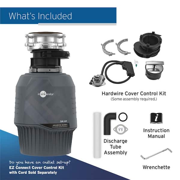InSinkErator Garbage Disposal, Evolution Excel, 1.0 HP Continuous Feed ＆ Garbage Disposal Power Cord Kit, CRD-00 - 4