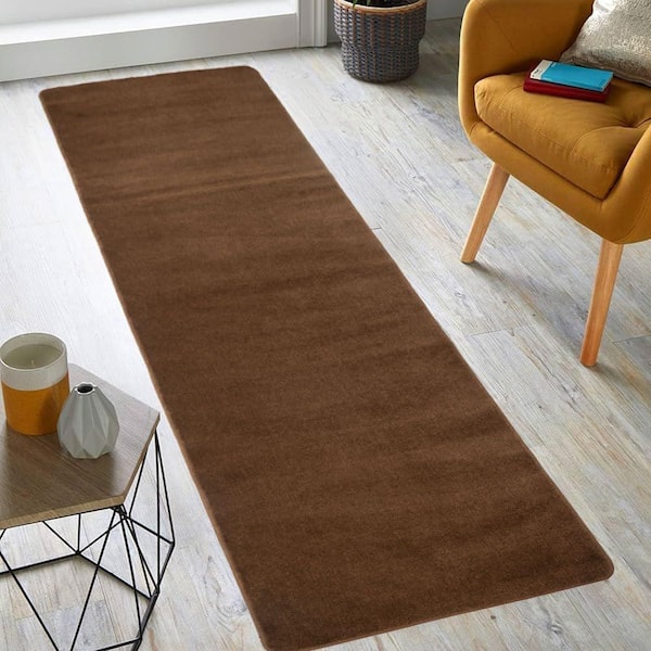 Euro Solid Collection Brown 26 in. W x 144 in. L Stair Runner 26 sq. ft.
