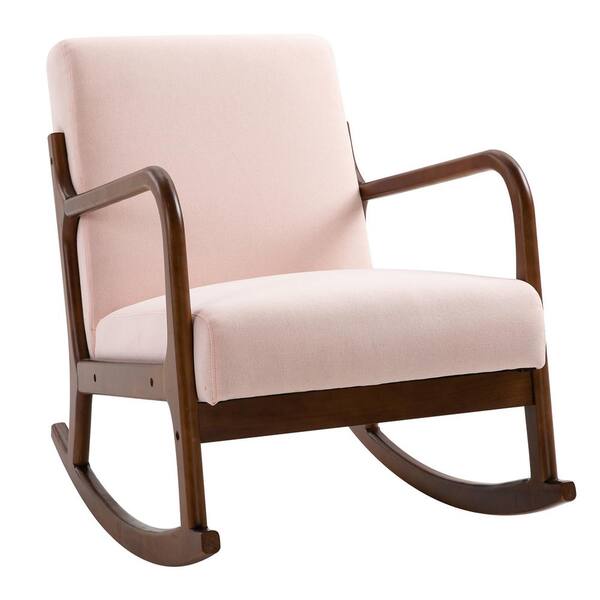 Homcom Modern Pink Upholstered Rocking, Padded Wooden Rocking Chairs