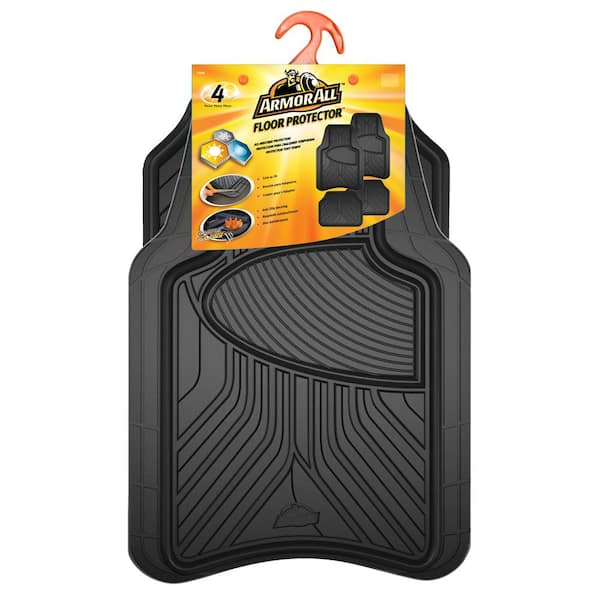 Home Depot Black Rubber Floor Mat 4 Piece Front and Rear Mats Non