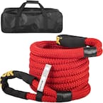 7/8 in. x 21 ft. Kinetic Recovery Rope 21,970 lbs. Heavy Duty Nylon Double Braided Kinetic Energy Rope w/ Carry Bag, Red